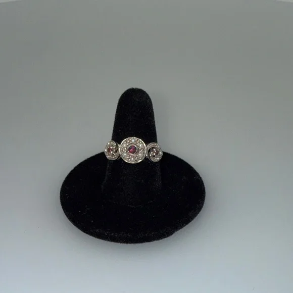 Opals and Peales 925 Silver and Red Gemstone Ring